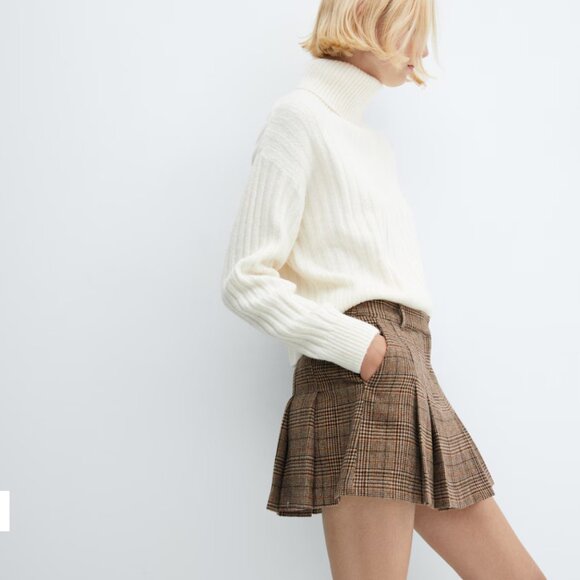 Mango Brown Plaid Mini Skirt - Picture 4 of 6